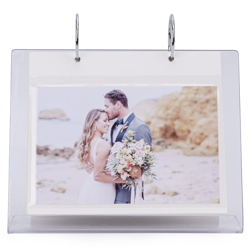 Frankmate 4x6 Desktop Acrylic Photo Album Clear Flip Frame Scrapbook Album Clear Slant Back Acrylic Sign Holder  Frames Desktop Display Holder  Photo Clip 34 Shows Album for Instax Mini Film - Image 2